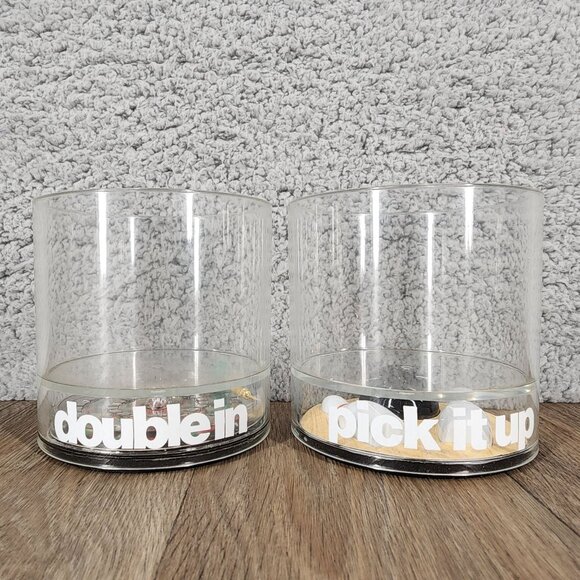 Vintage 1970s Howw Double In Pick It Up Novelty Cocktail‎ Bar Glasses Set of 2 - Picture 1 of 6